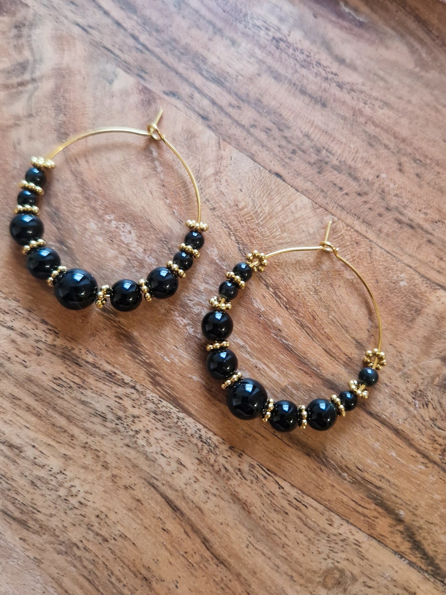 Boucles d'oreilles Cozu Obsidienne