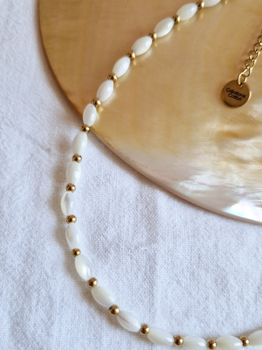 Ras de cou Grain de riz en Nacre