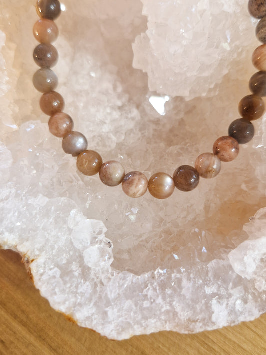 Bracelet lithothérapie - Pierre de lune noire