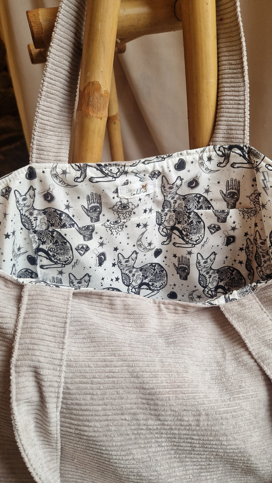 Sac velours Gris perle