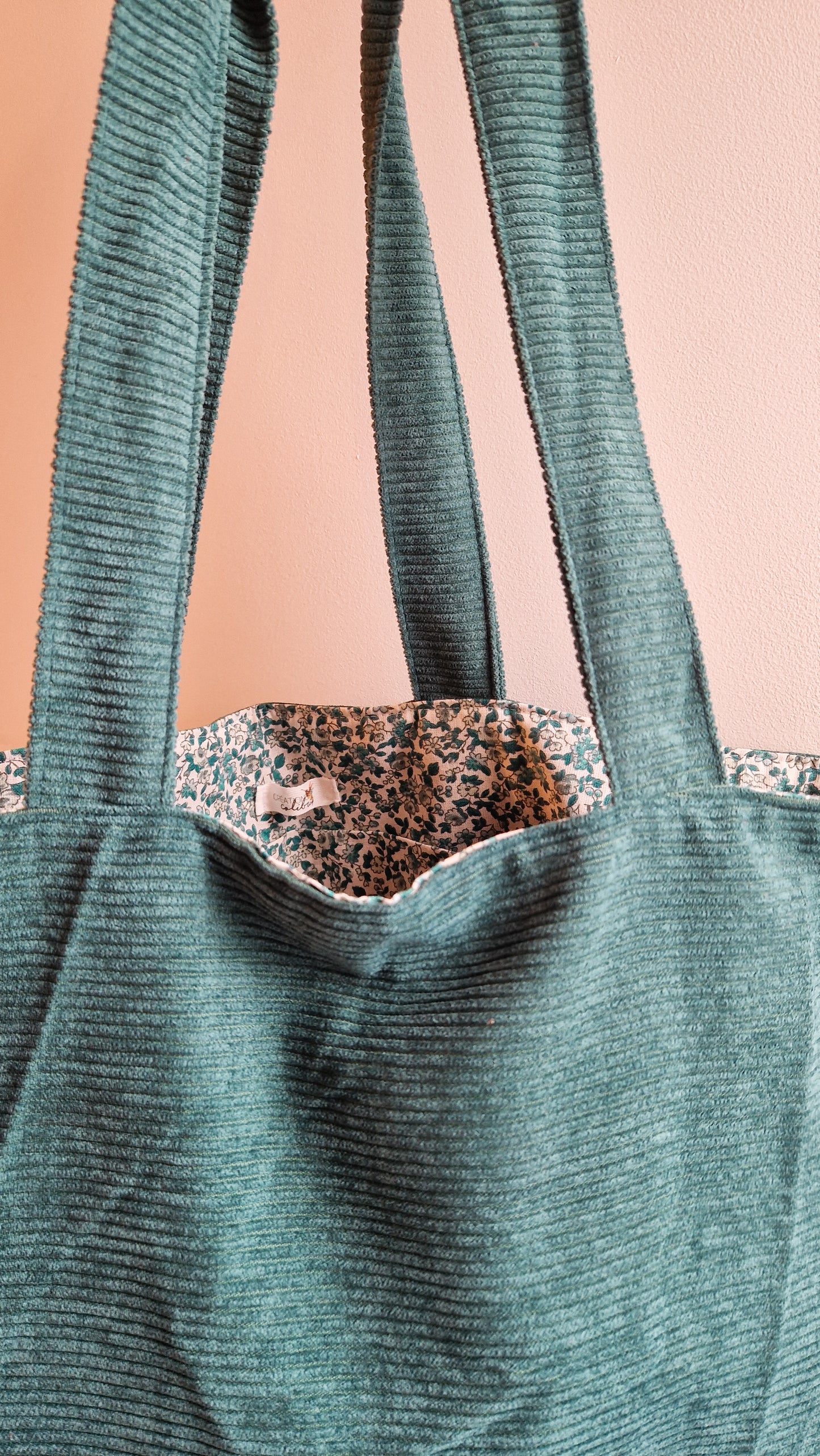 Sac velours Sarcelle