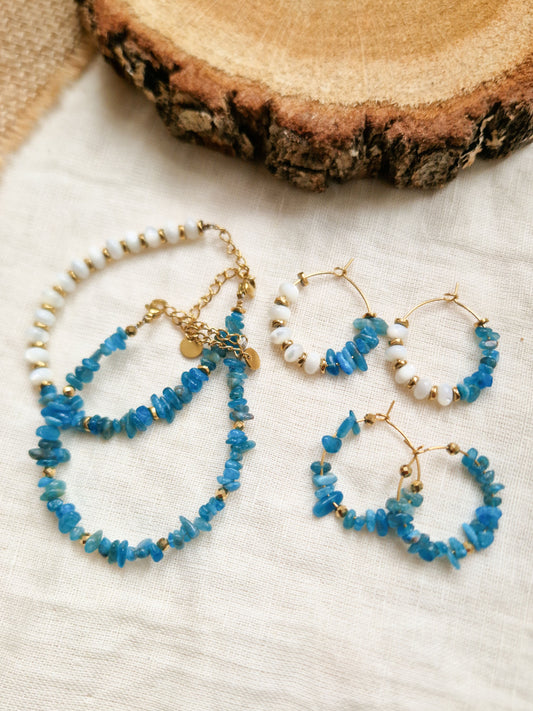 Boucles d'oreilles Eva Azurite et Nacre