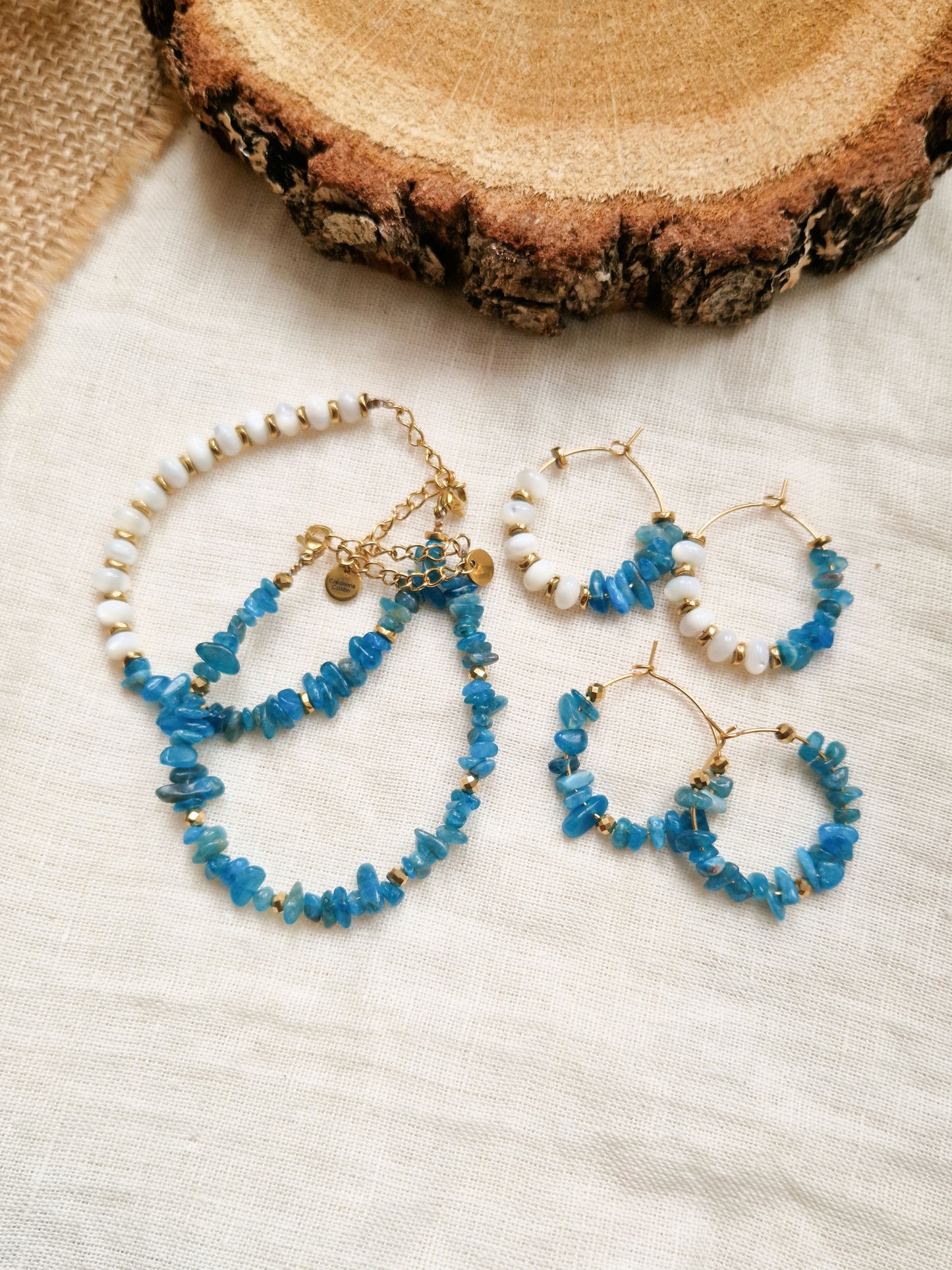 Bracelet Eva Apatite et Nacre