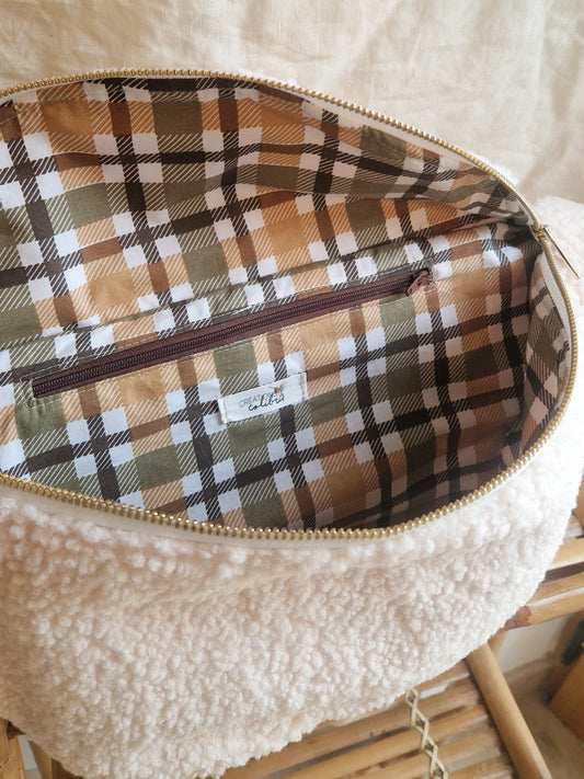 Sac Banane Bouclette Blanc Crème Taille Large