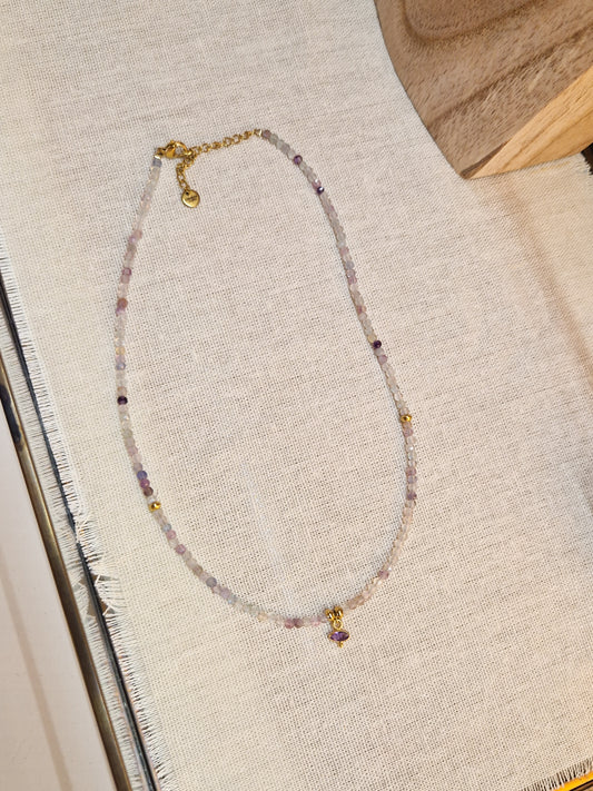 Ras de cou Fluorite et Améthyste