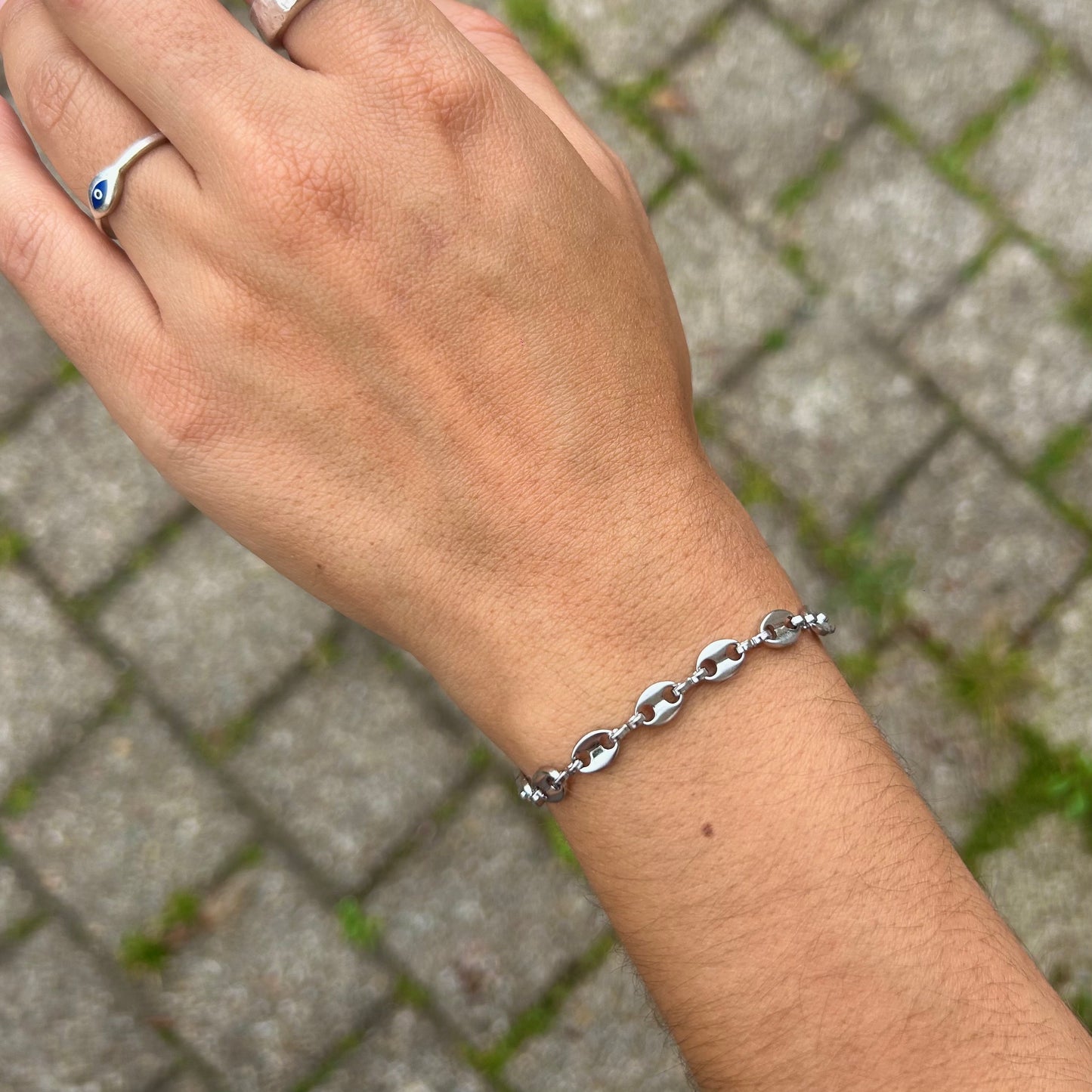 Bracelet Grain de café argent