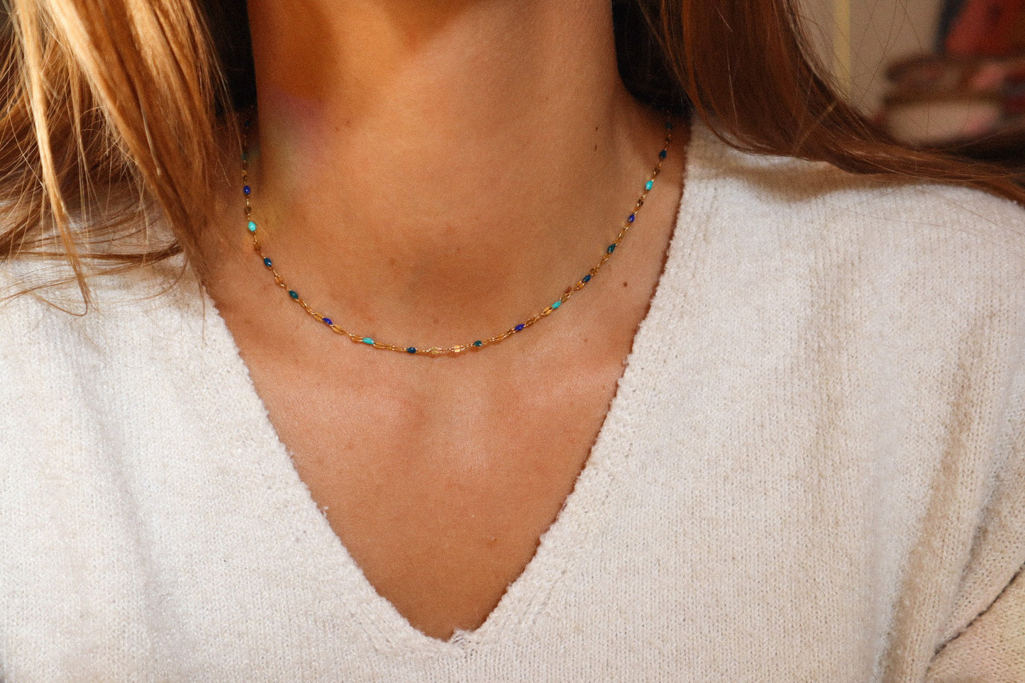 Collier Thelma - Dégradé de bleus - Creations Colibri