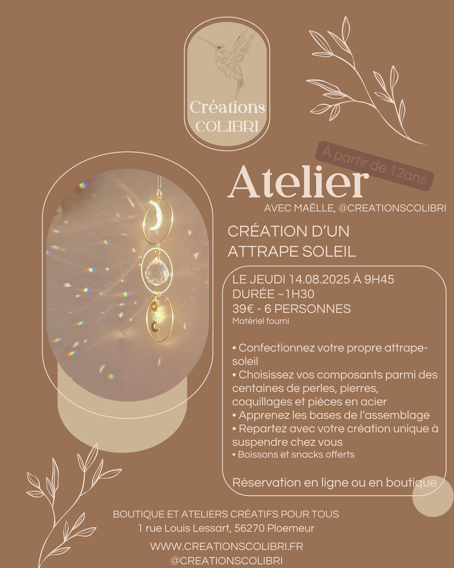 Atelier Création d’un attrape-soleil - 14 août