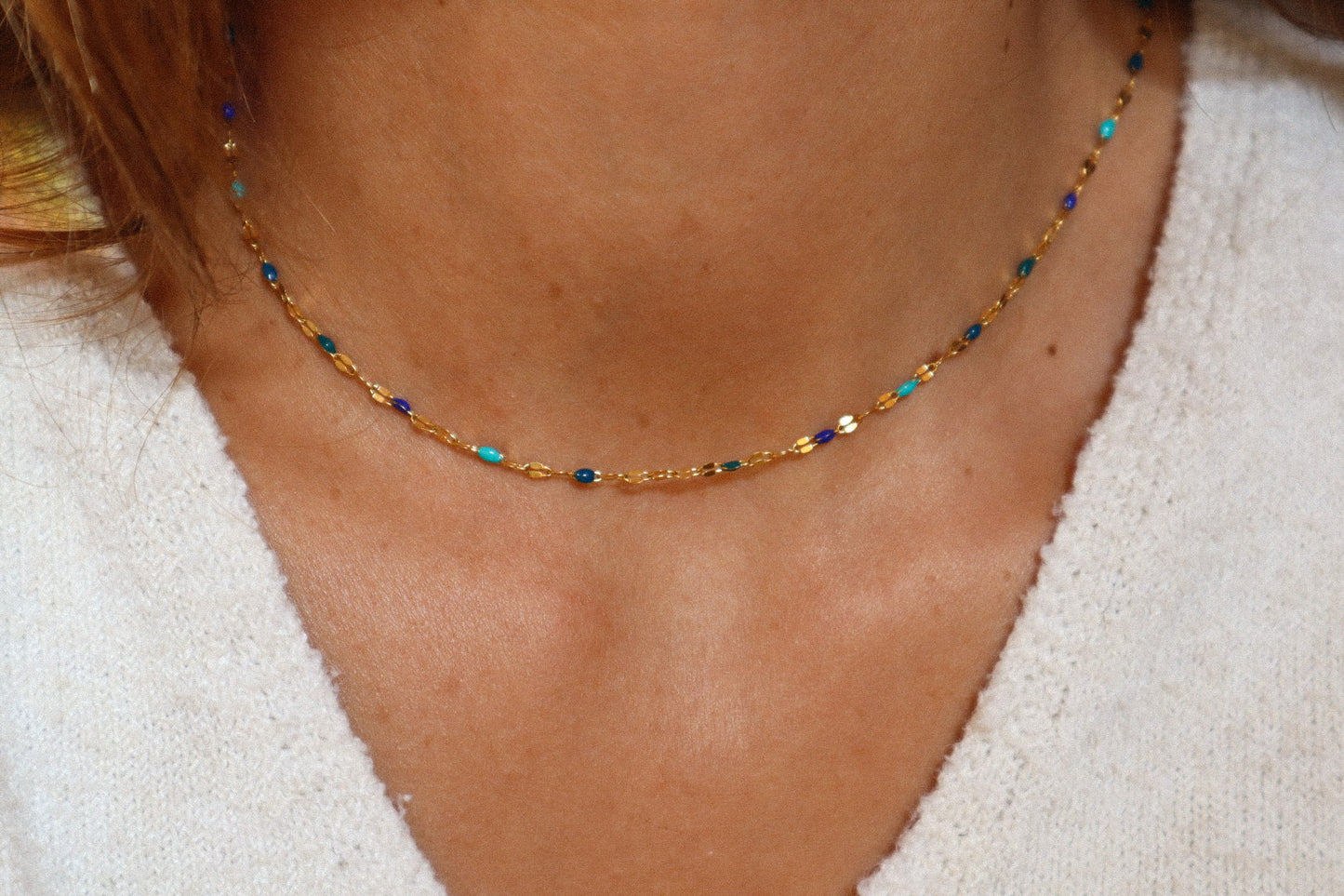 Collier Thelma - Dégradé de bleus - Creations Colibri