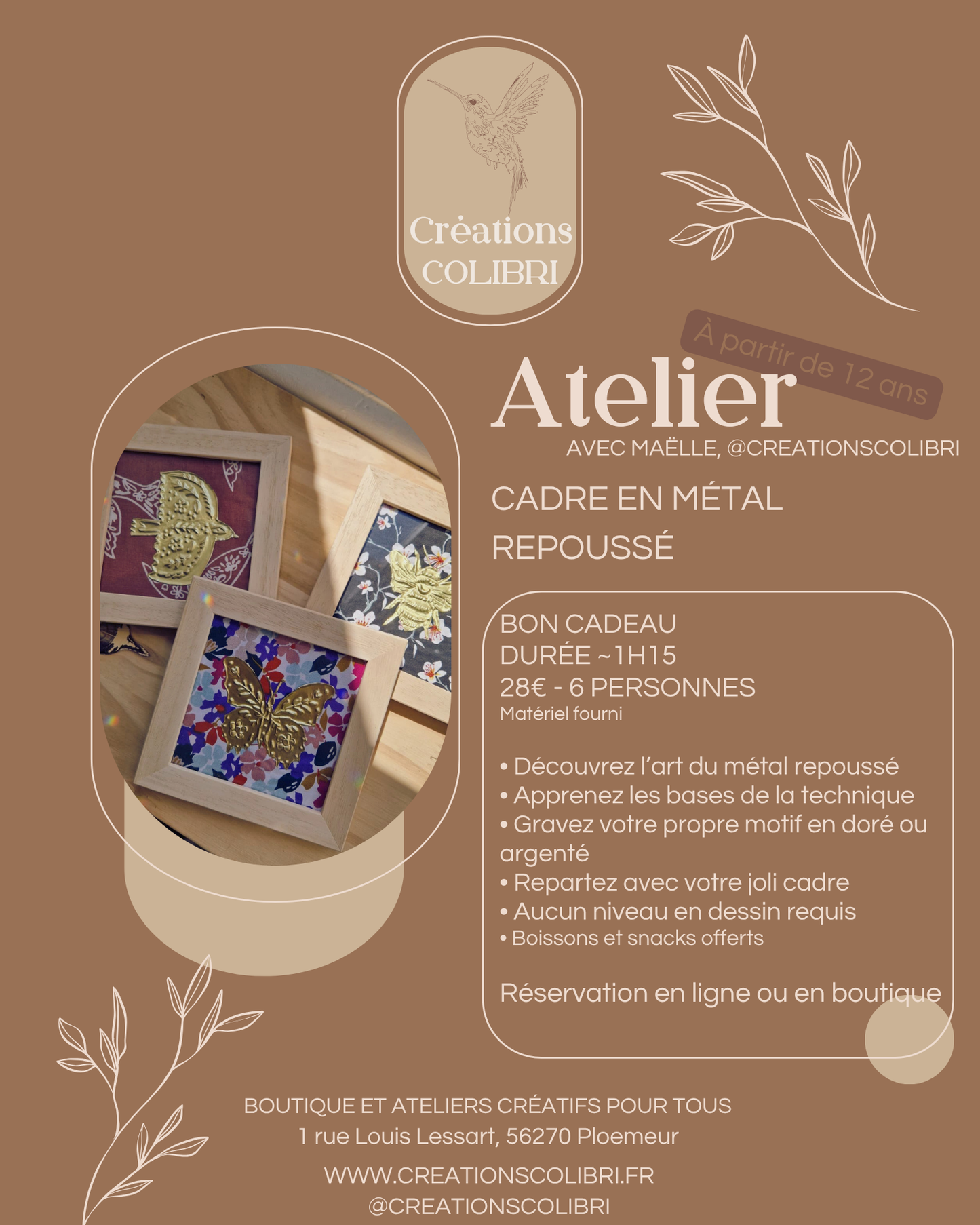 Bon cadeau atelier métal à repousser