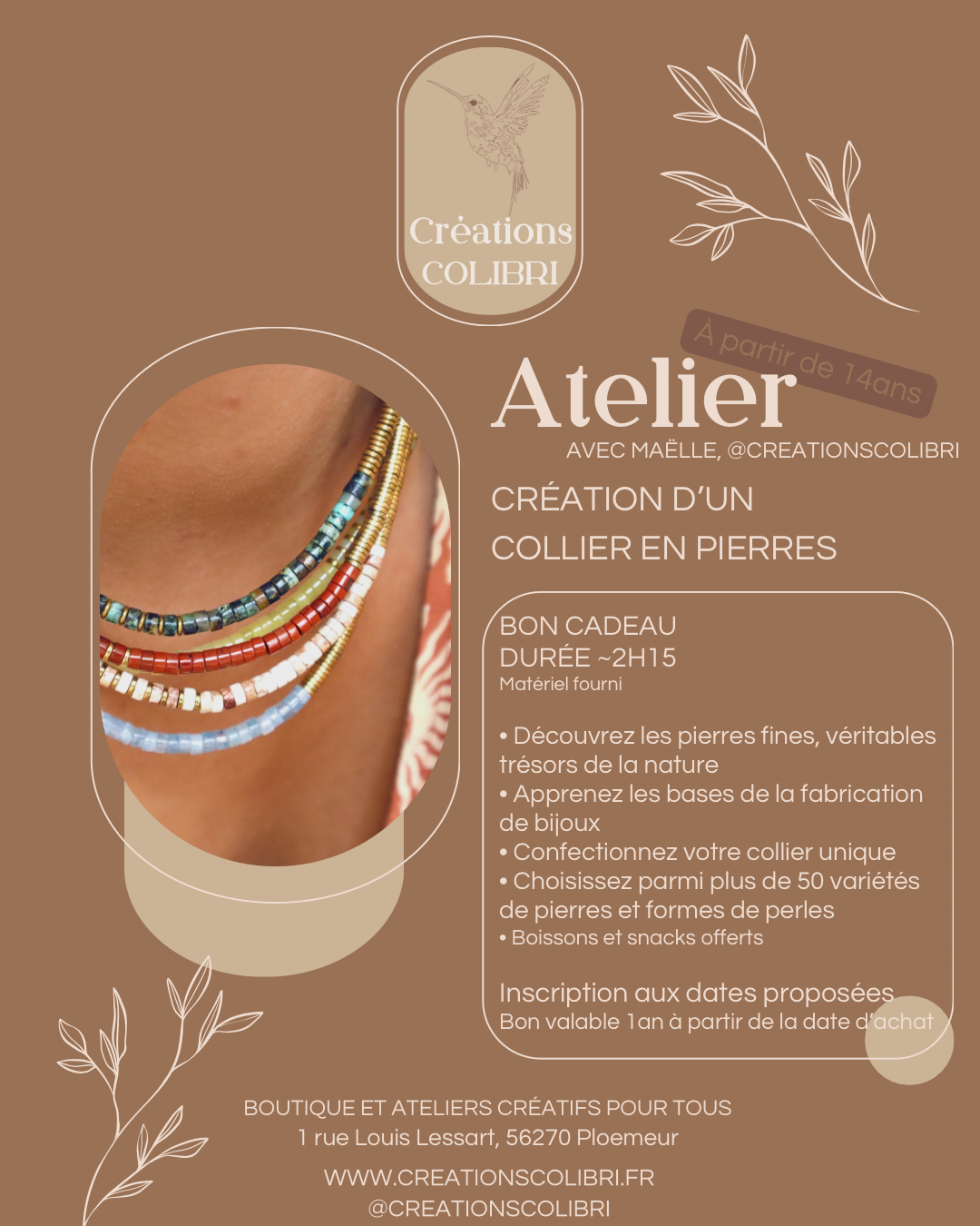 Bon cadeau atelier collier en pierres