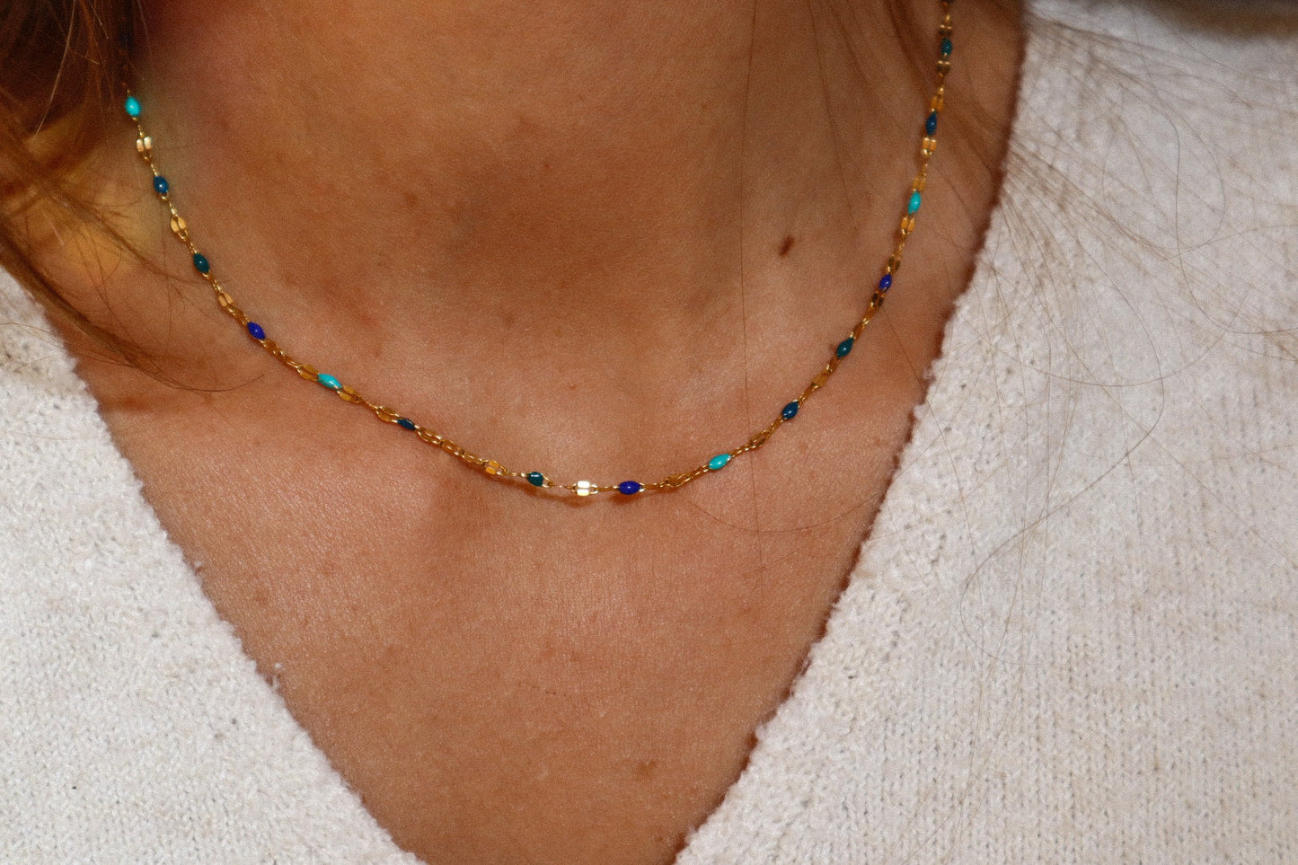 Collier Thelma - Dégradé de bleus - Creations Colibri