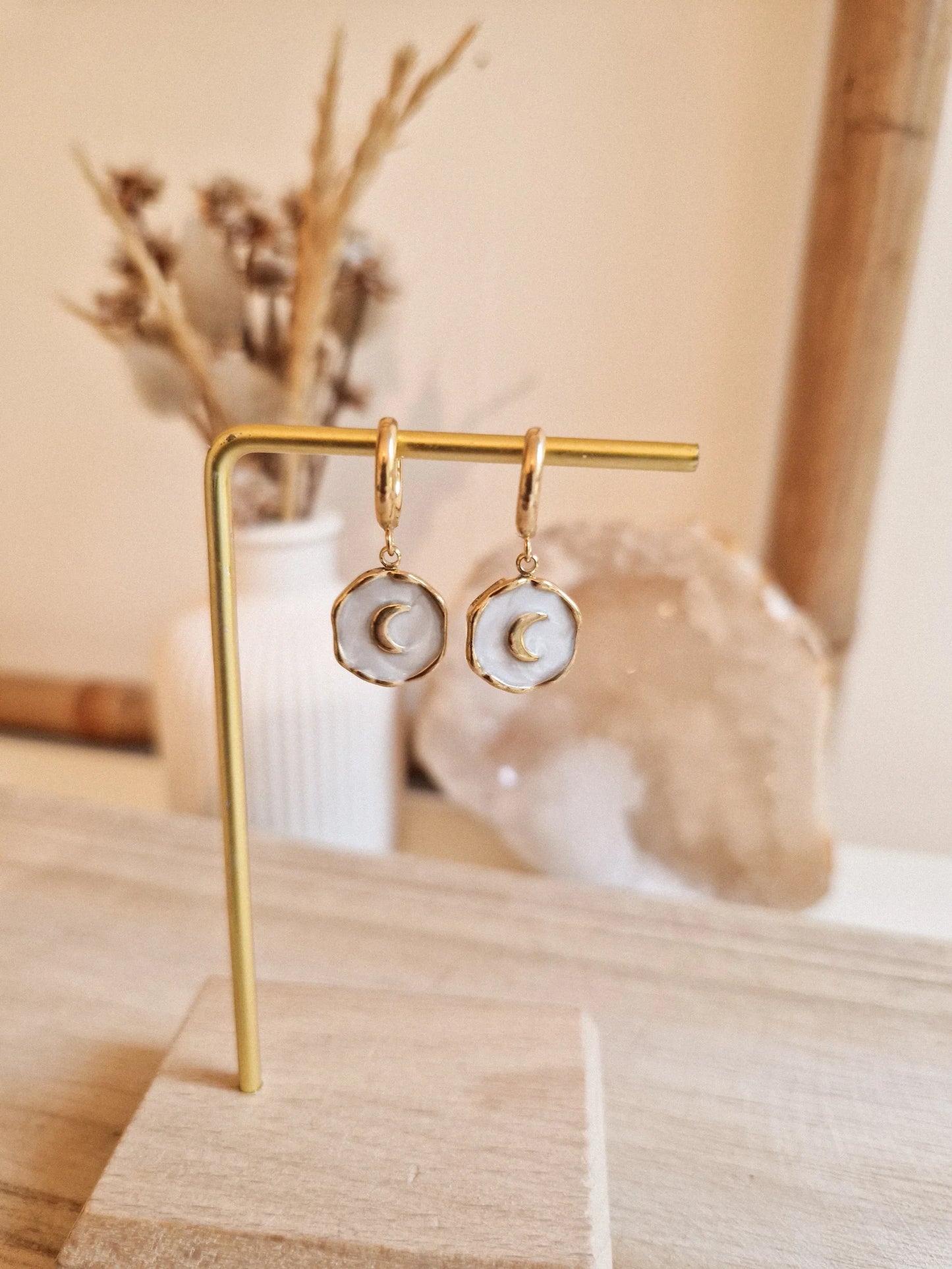 Boucles d'oeilles White Moon