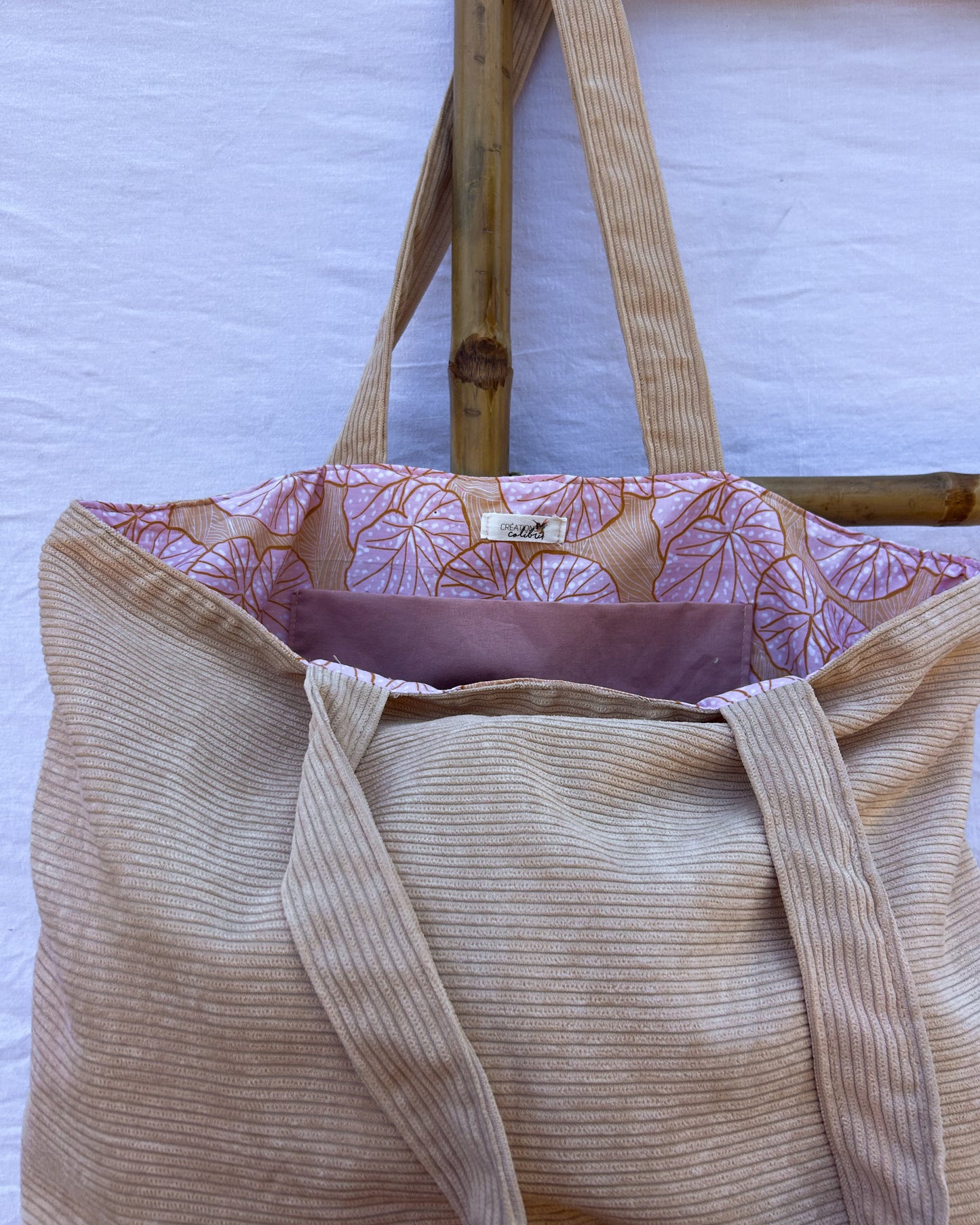 Sac velours Crème