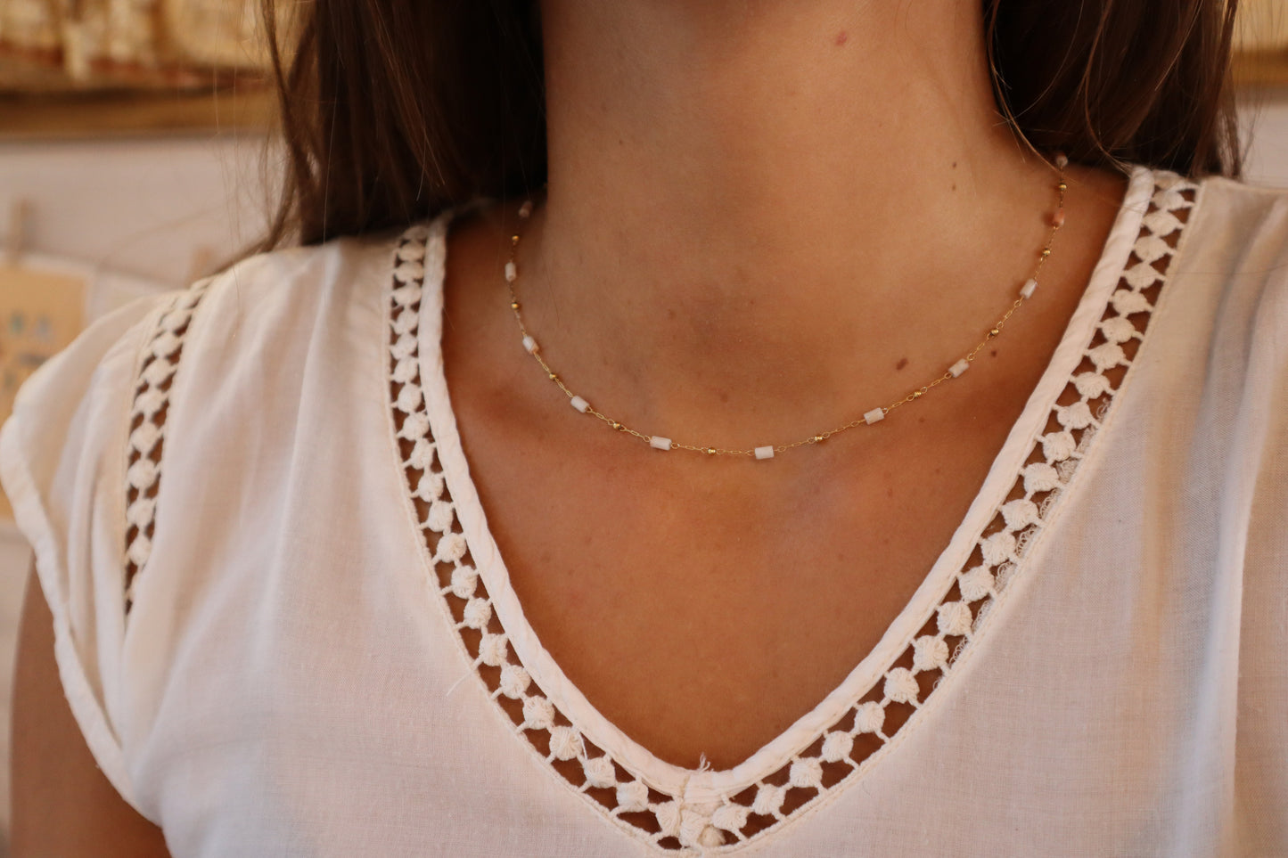 Ras de cou Belem Agate Blanche