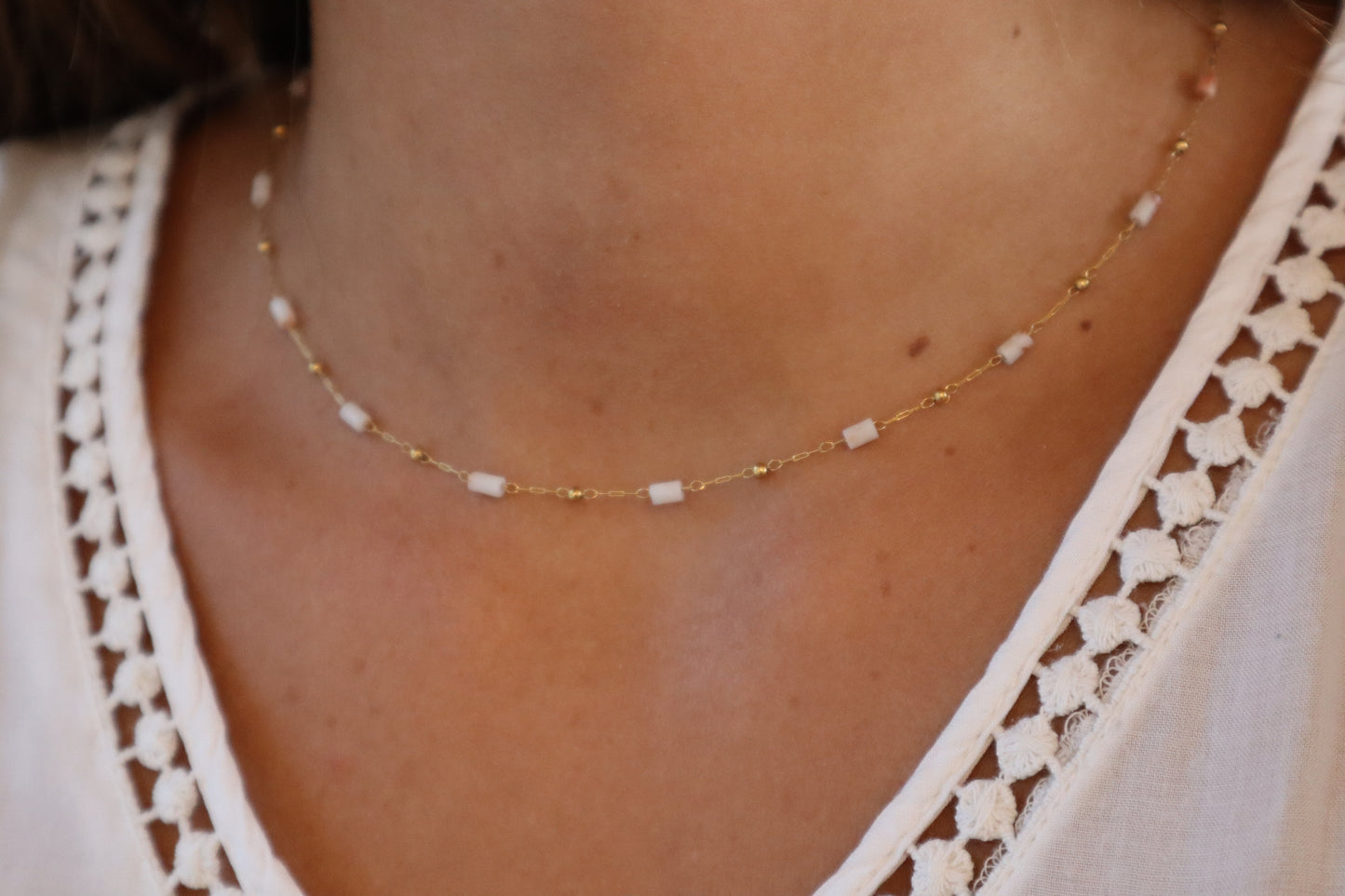 Ras de cou Belem Agate Blanche
