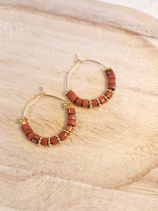 Boucles d'oreilles Colima Jaspe rouge