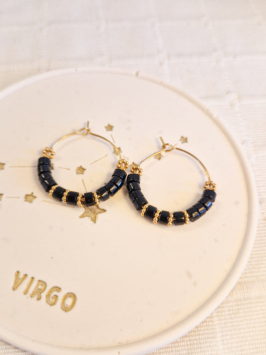 Boucles d'oreilles Colima Obsidienne