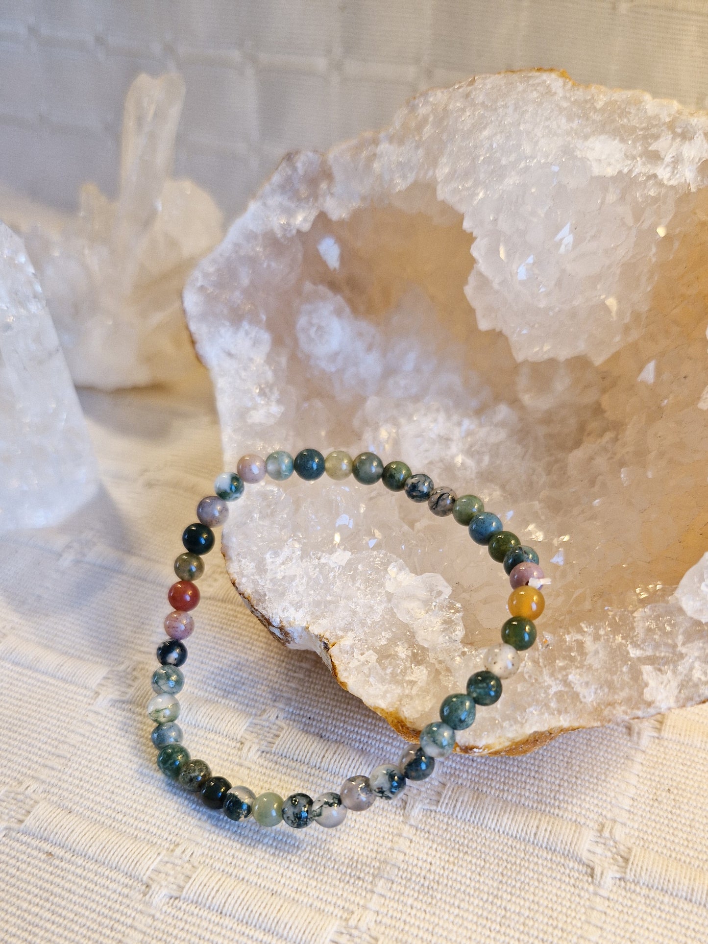 Bracelet lithothérapie - Agate Mousse