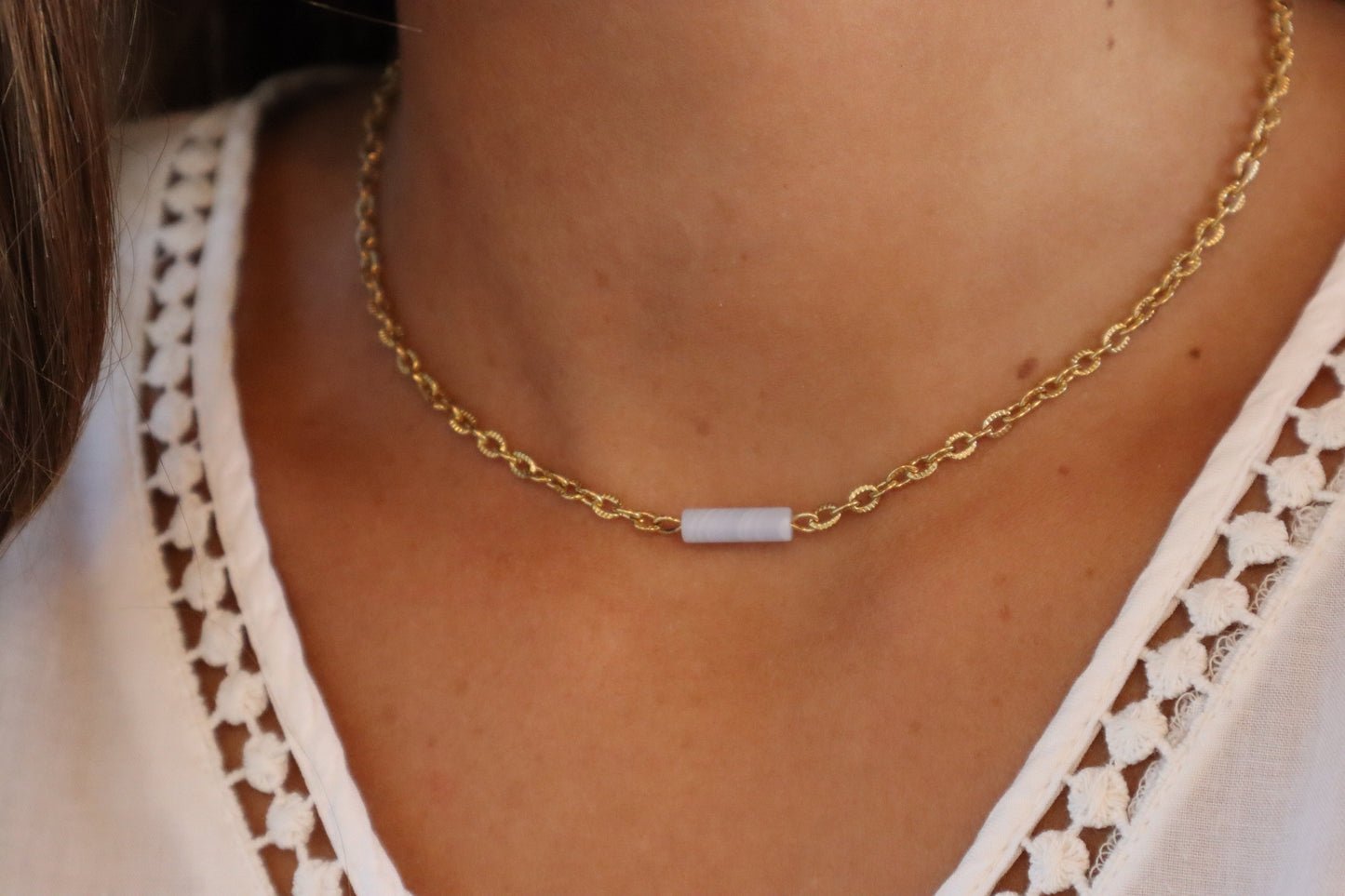 Ras de cou Any Agate Blue Lace