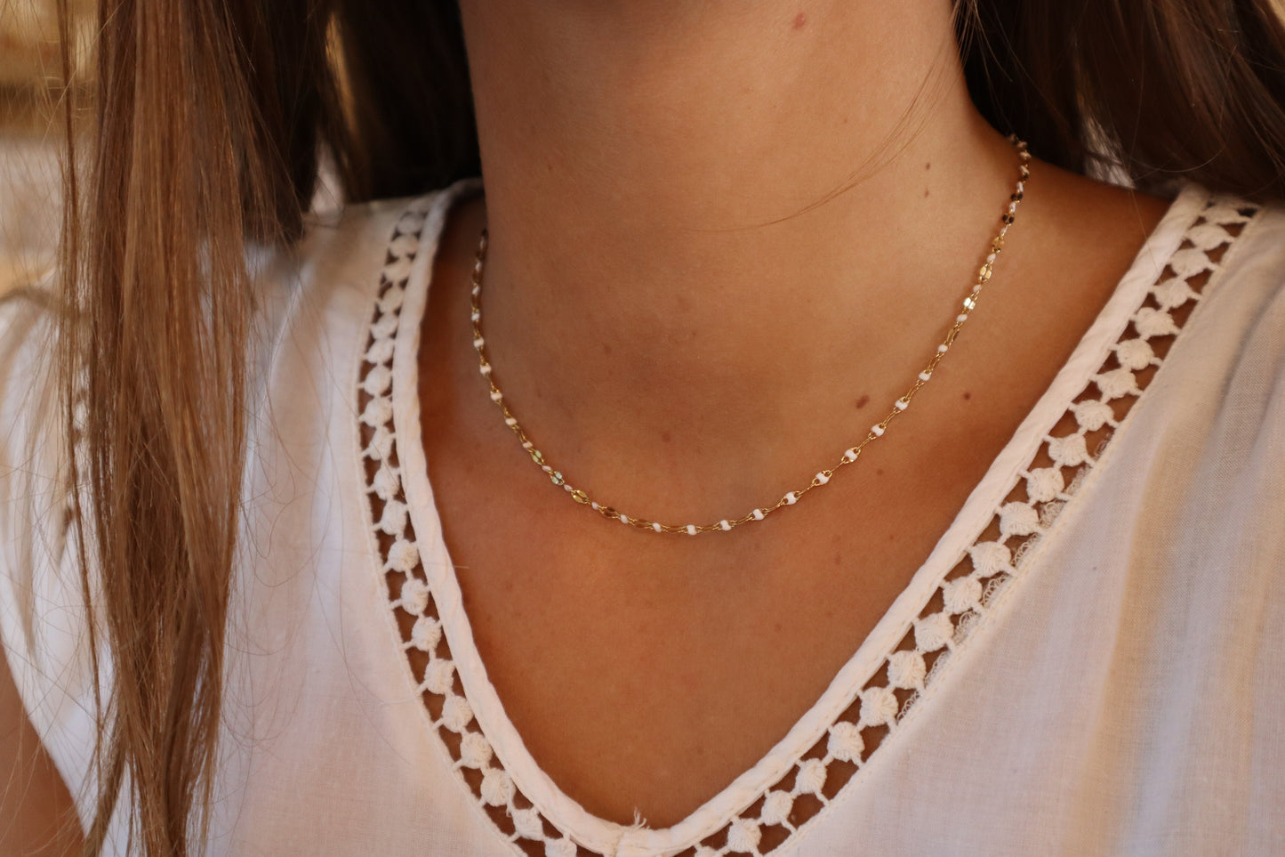 Ras de cou Thelma Blanc - Creations Colibri
