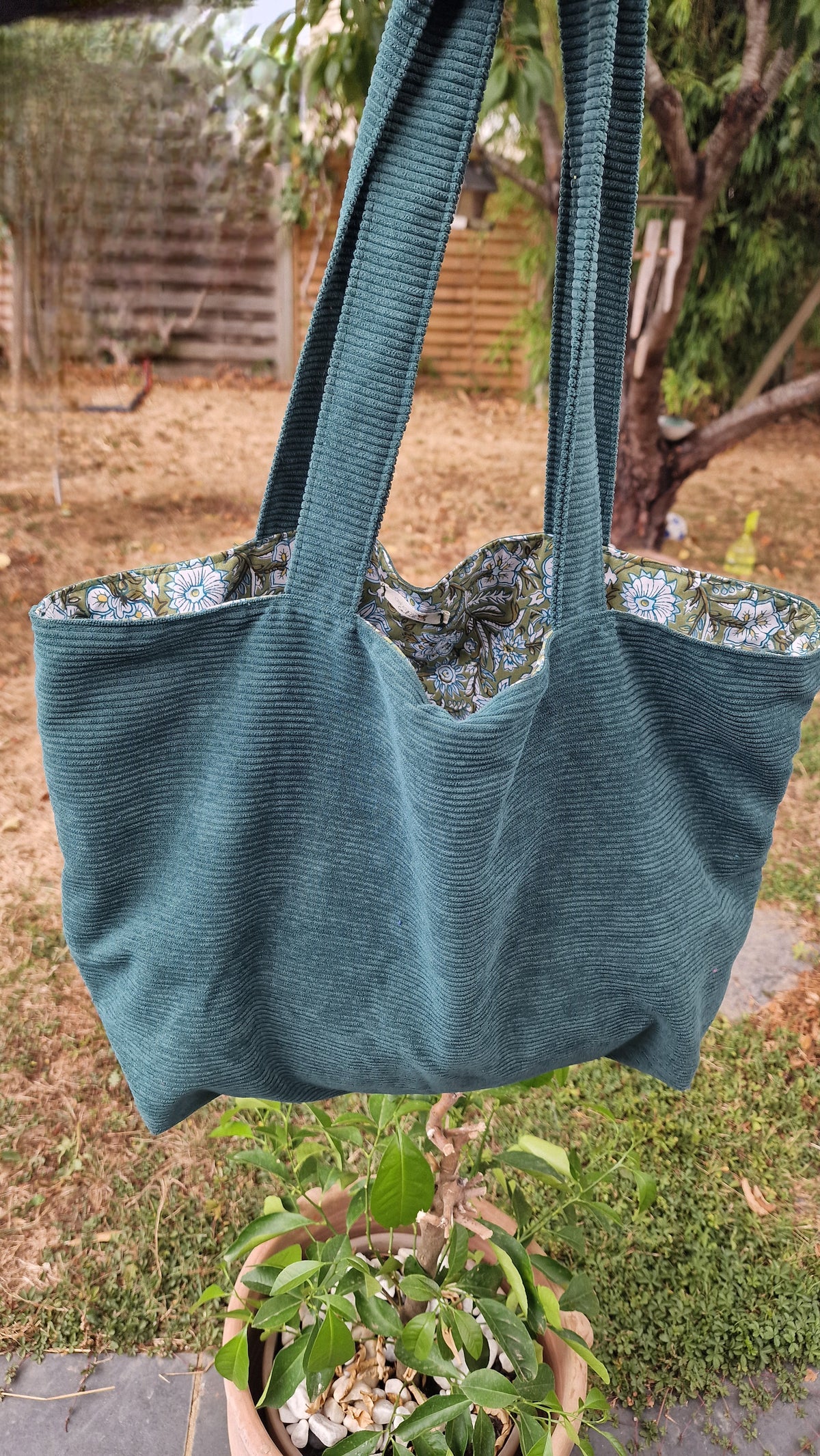 Sac velours Sarcelle