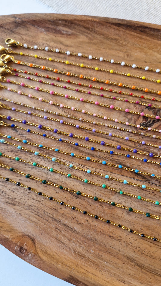 Bracelet de Cheville Iris - 16 couleurs - Or et argent