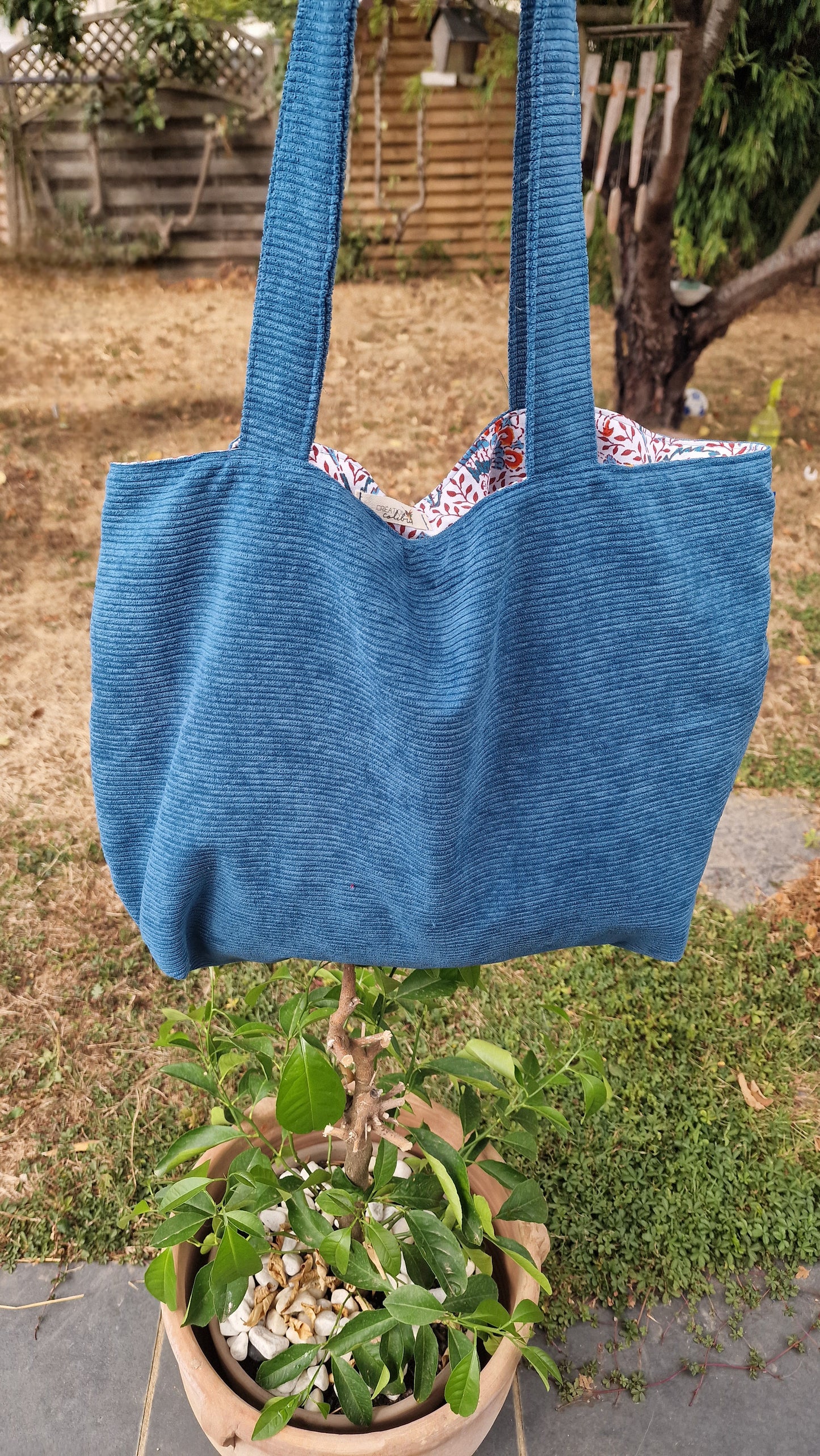 Sac velours Bleu Canard