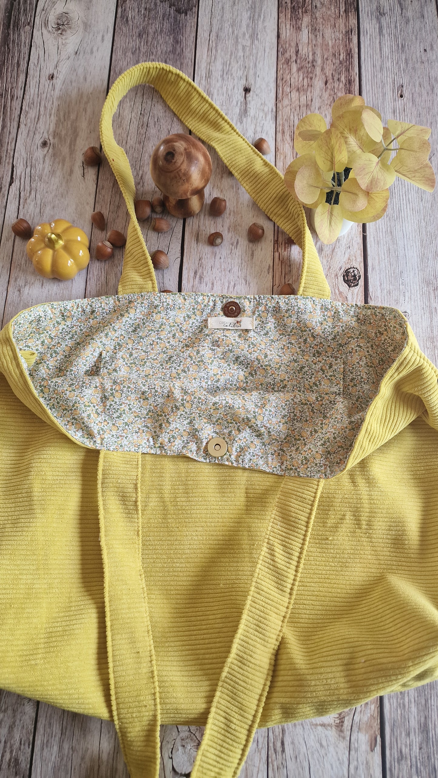 Sac velours jaune