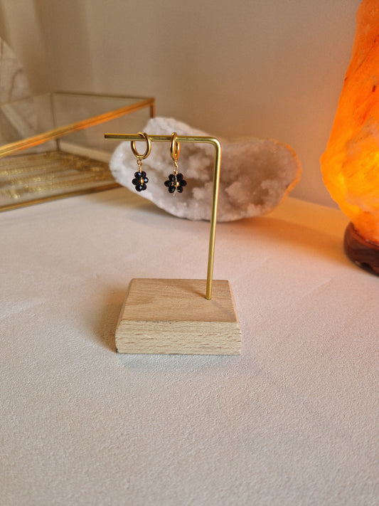Boucles d'oreilles Fleurs noires