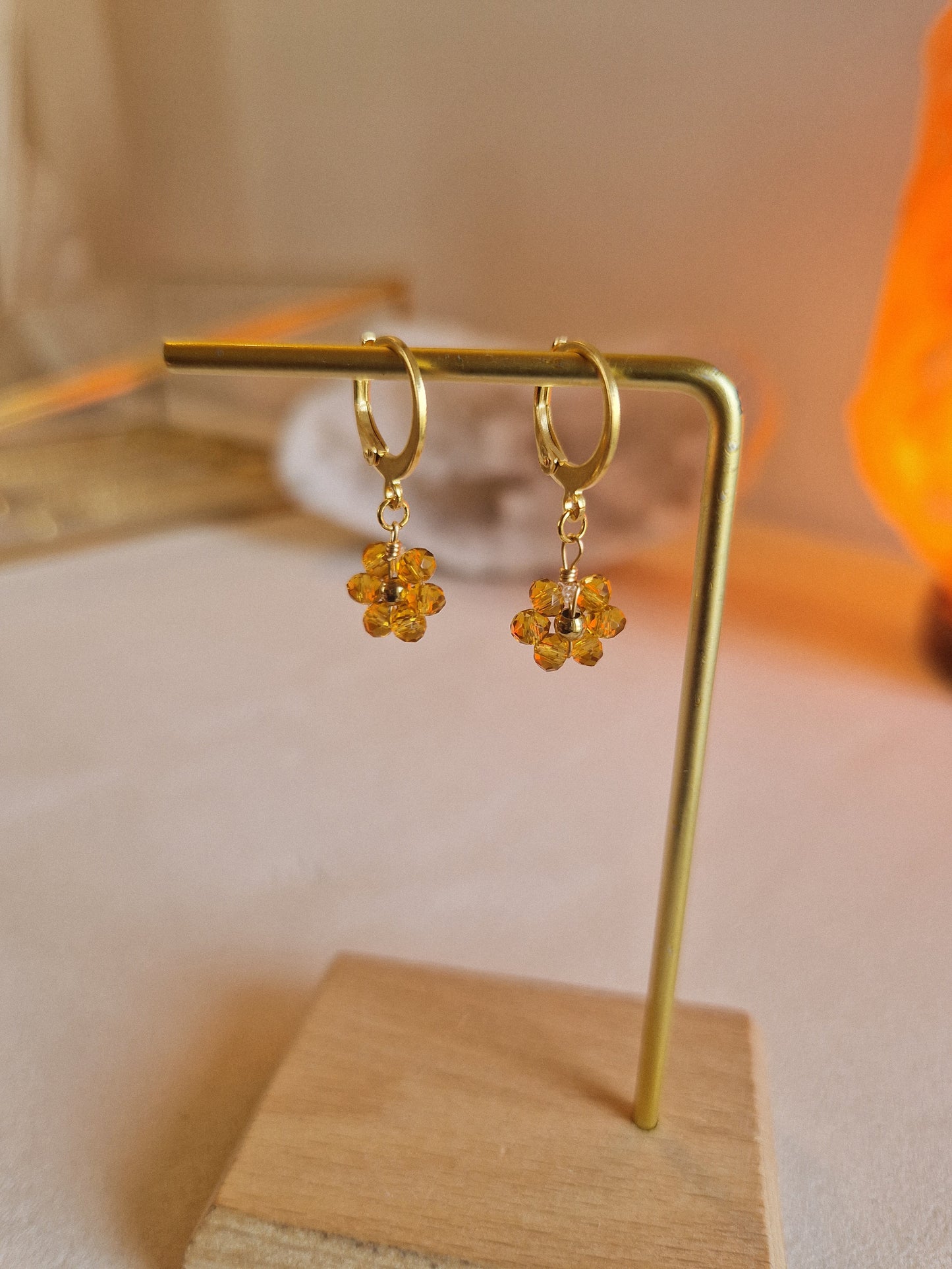 Boucles d'oreilles Fleurs ocre