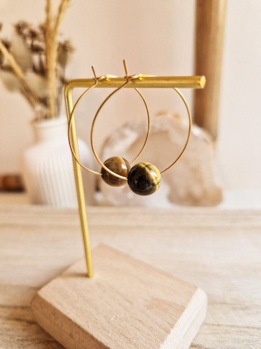 Boucles d'oreilles Fira Œil de Tigre