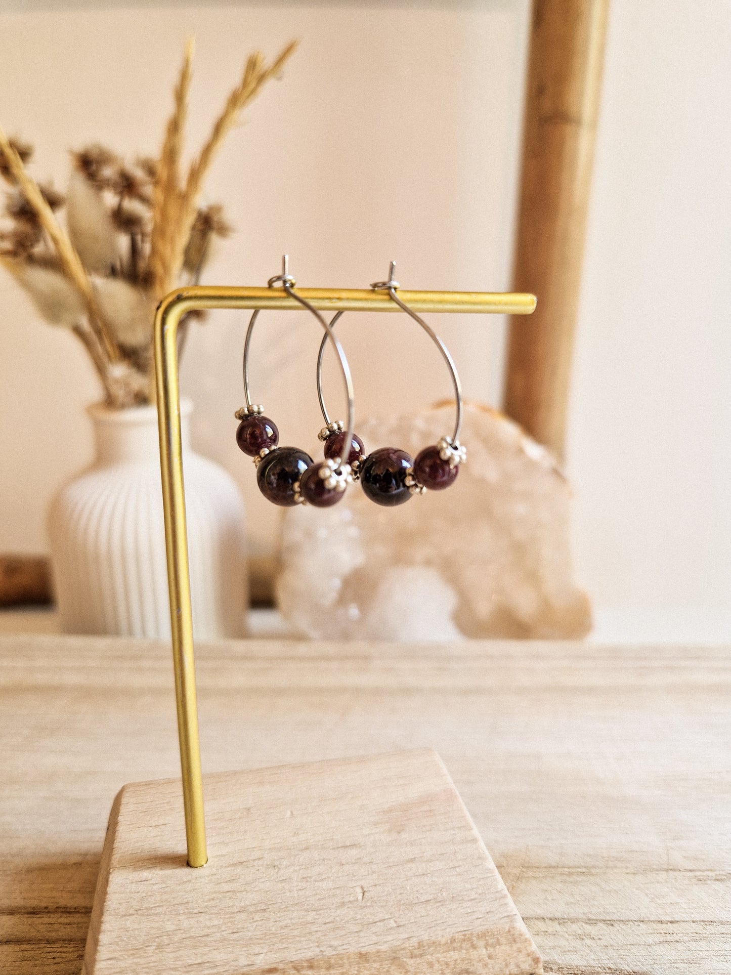 Boucles d'oreilles Eko Grenat