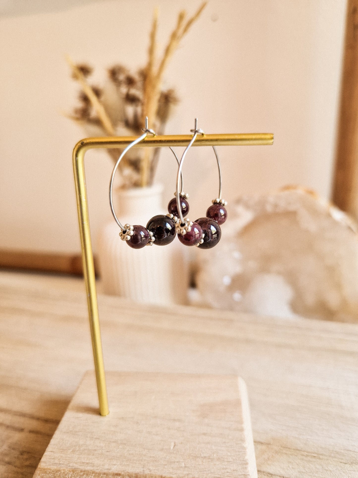 Boucles d'oreilles Eko Grenat