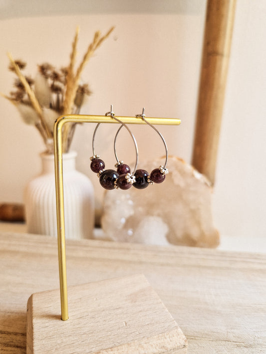 Boucles d'oreilles Eko Grenat