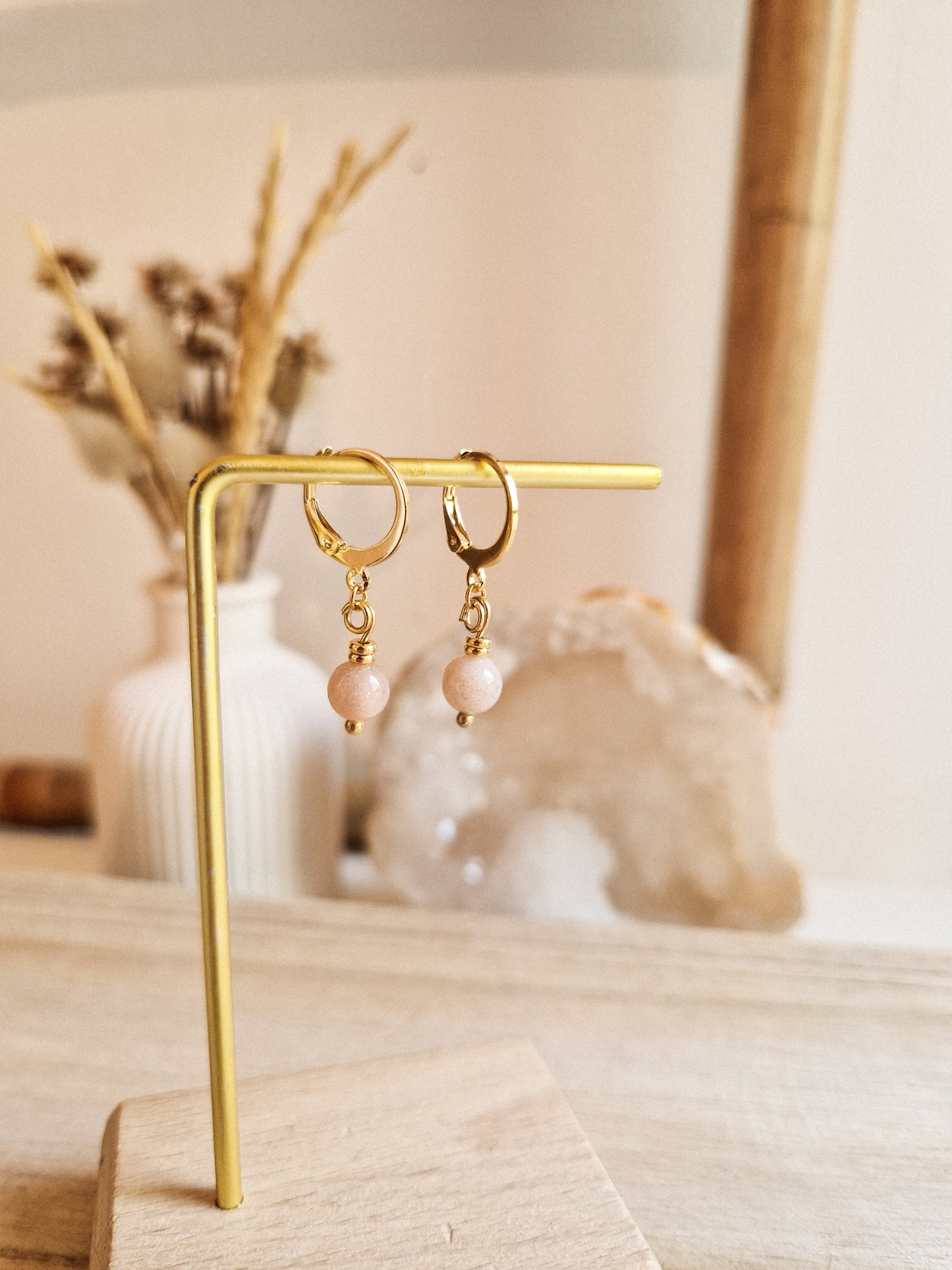 Boucles d'oreilles Elia Quartz rose