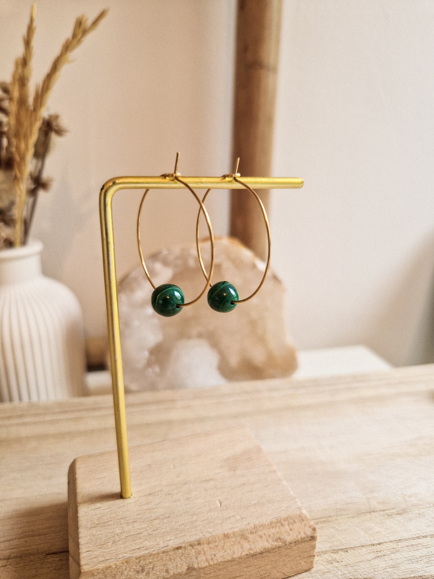 Boucles d'oreilles Fira Malachite