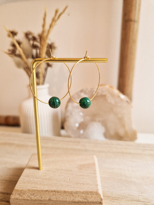 Boucles d'oreilles Fira Malachite