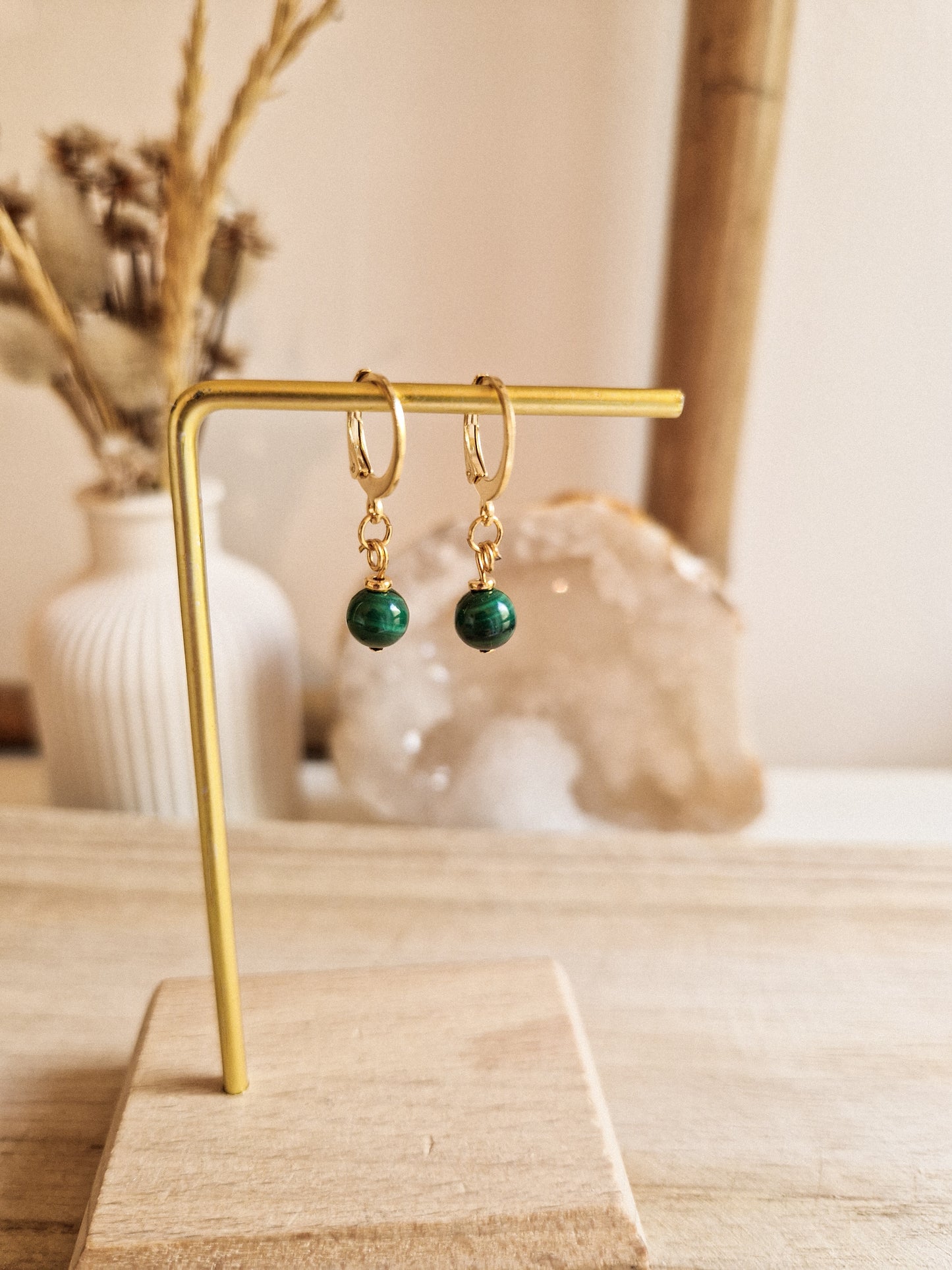 Boucles d'oreilles Elia Malachite