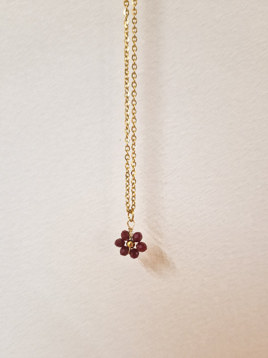 Collier Fleur Bordeaux