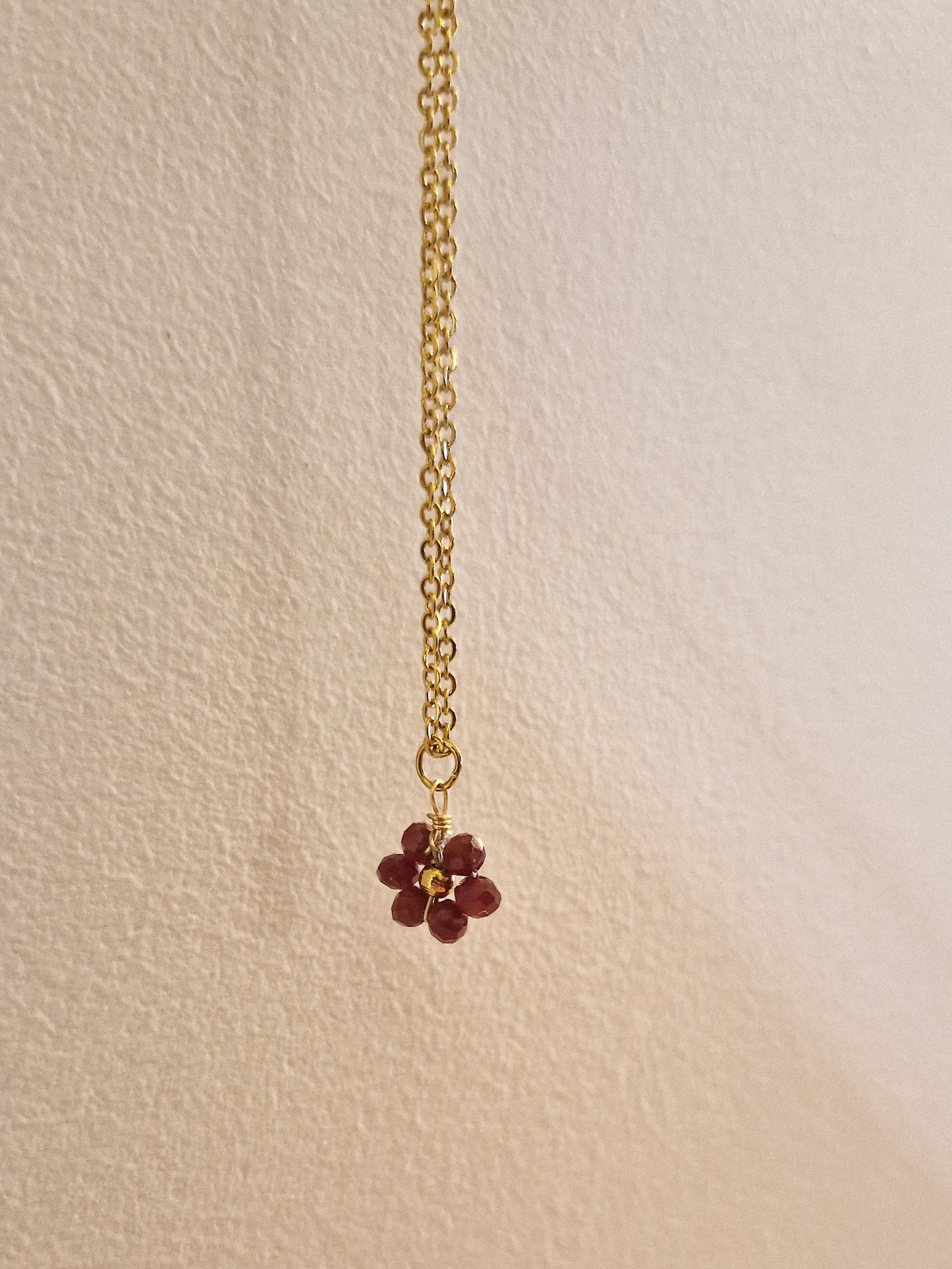 Collier Fleur Bordeaux
