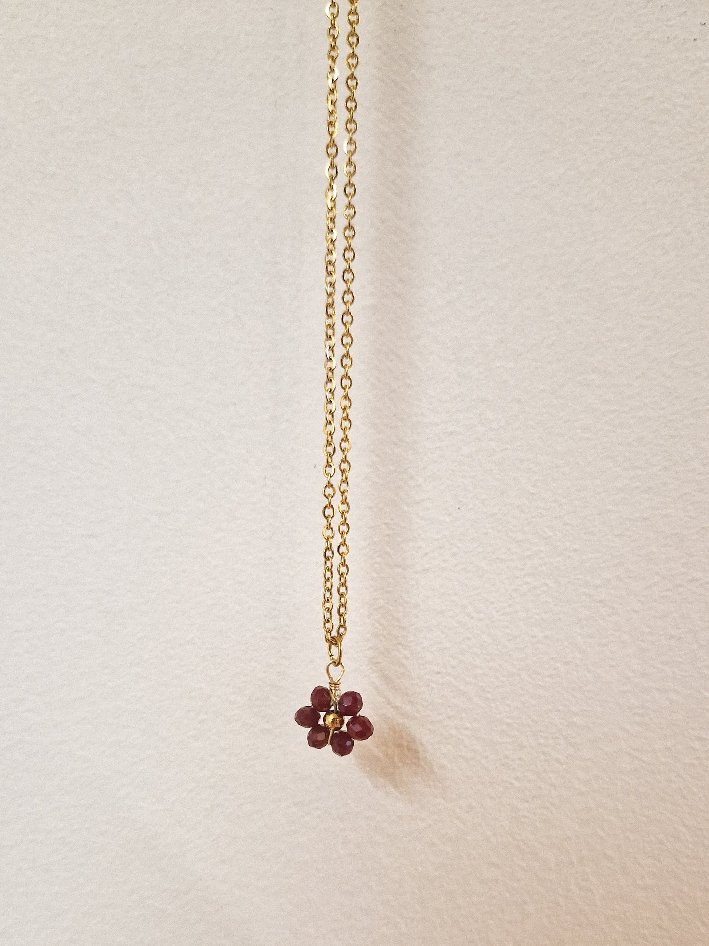 Collier Fleur Bordeaux