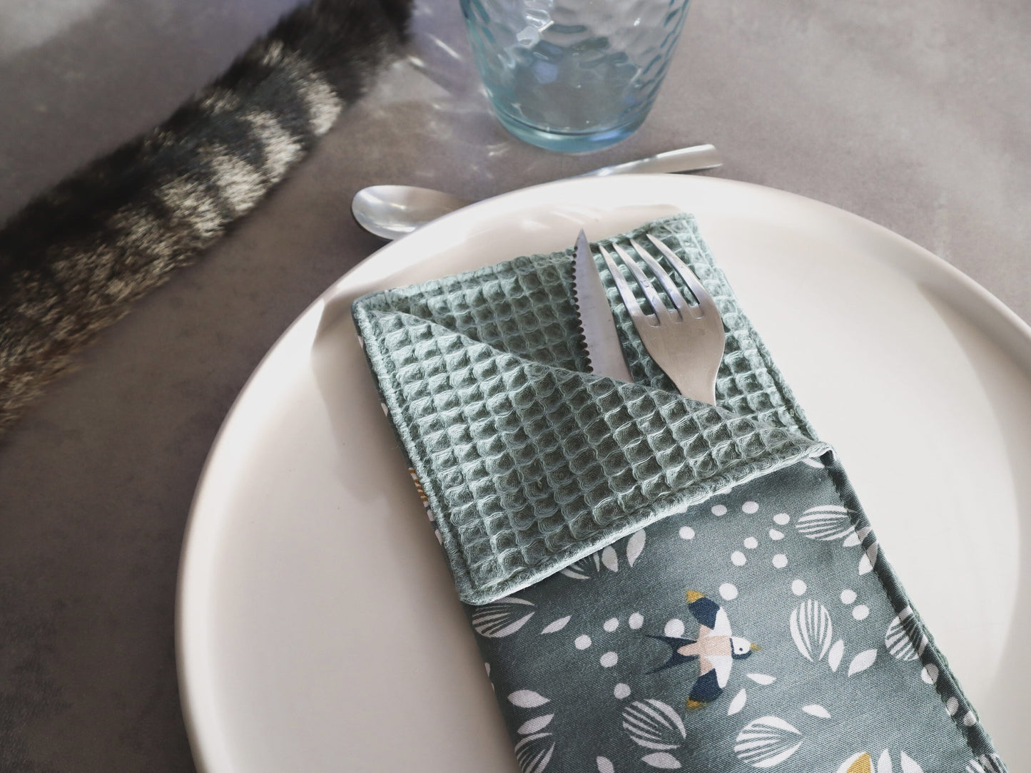 Duo de serviettes de table pour Noël 100% coton Oeko-tex - possibilité de personnaliser le prénom/nom