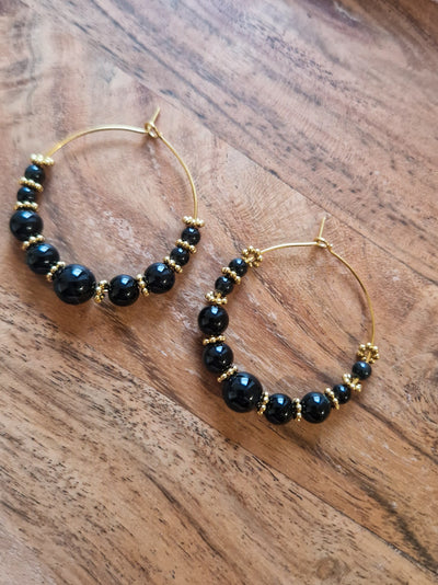 Boucles d'oreilles Cozu Obsidienne
