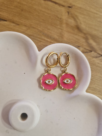 Boucles d’oreilles Oeil rose