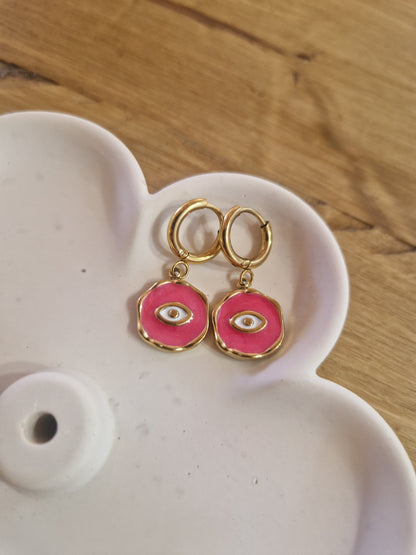 Boucles d’oreilles Oeil rose