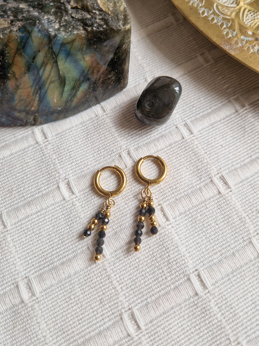 Boucles d'oreilles Solly Obsidienne