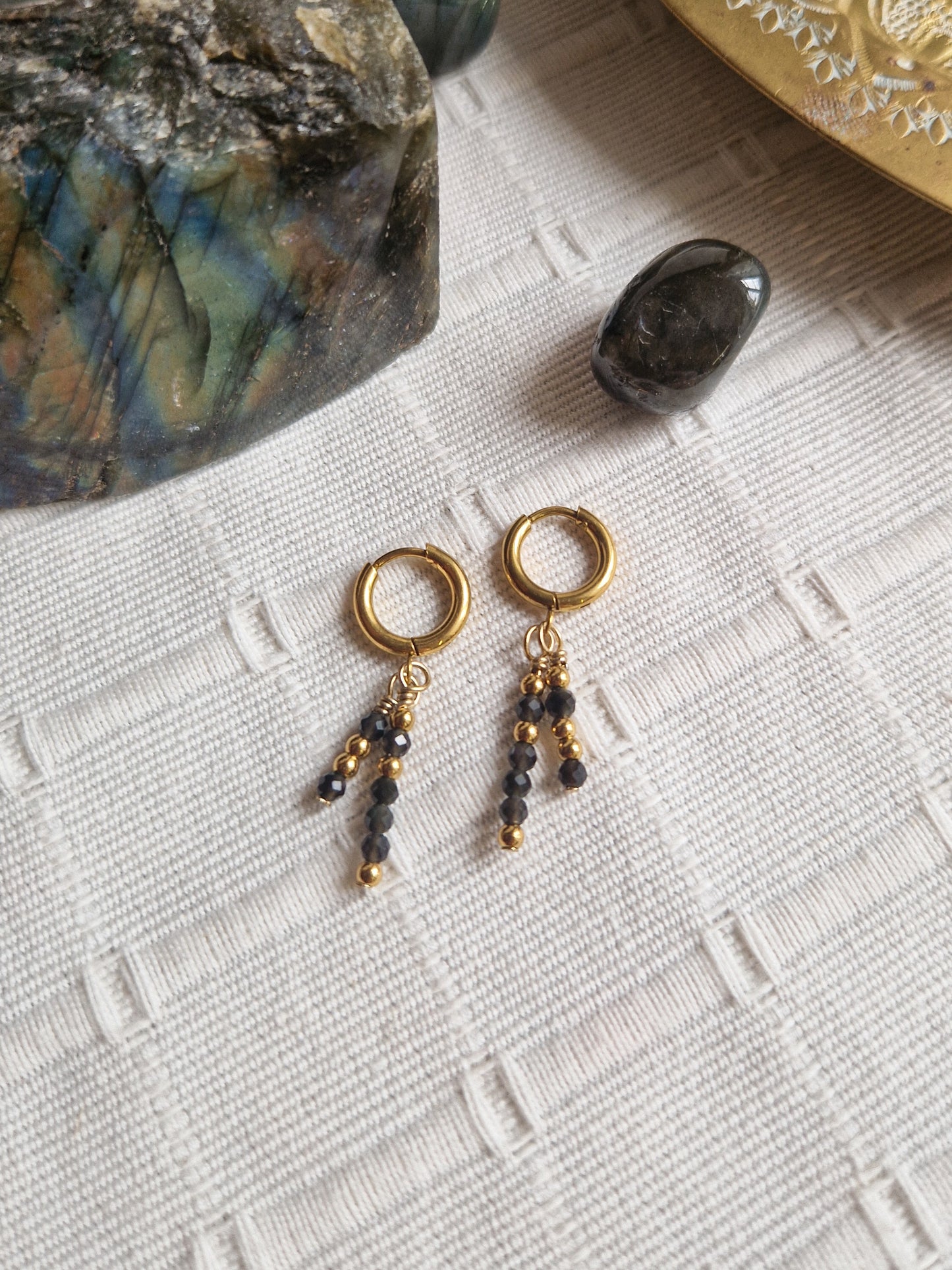 Boucles d'oreilles Solly Obsidienne