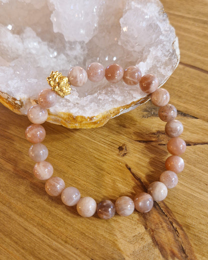 Bracelet lithothérapie - Pierre de Soleil - Lotus