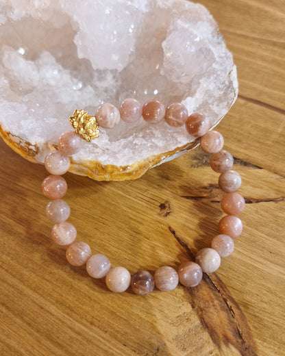 Bracelet lithothérapie - Pierre de Soleil - Lotus